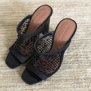 Zara lace open toe block heels